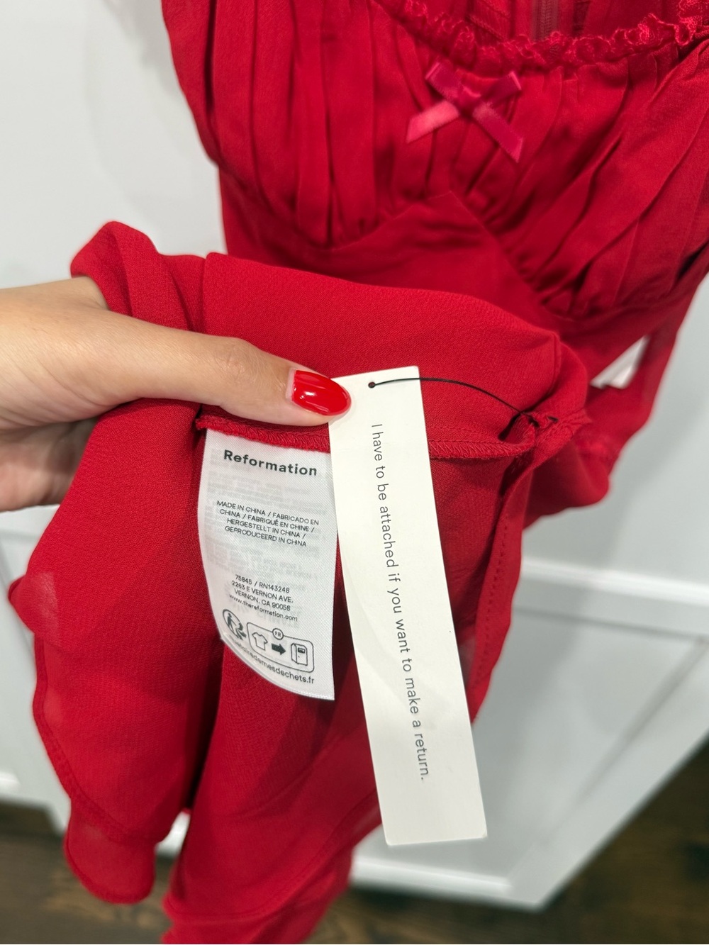 Reformation NWT Size 10 Onedine Mini Dress Color Lipstick $248 MSRP - Picture 7 of 7